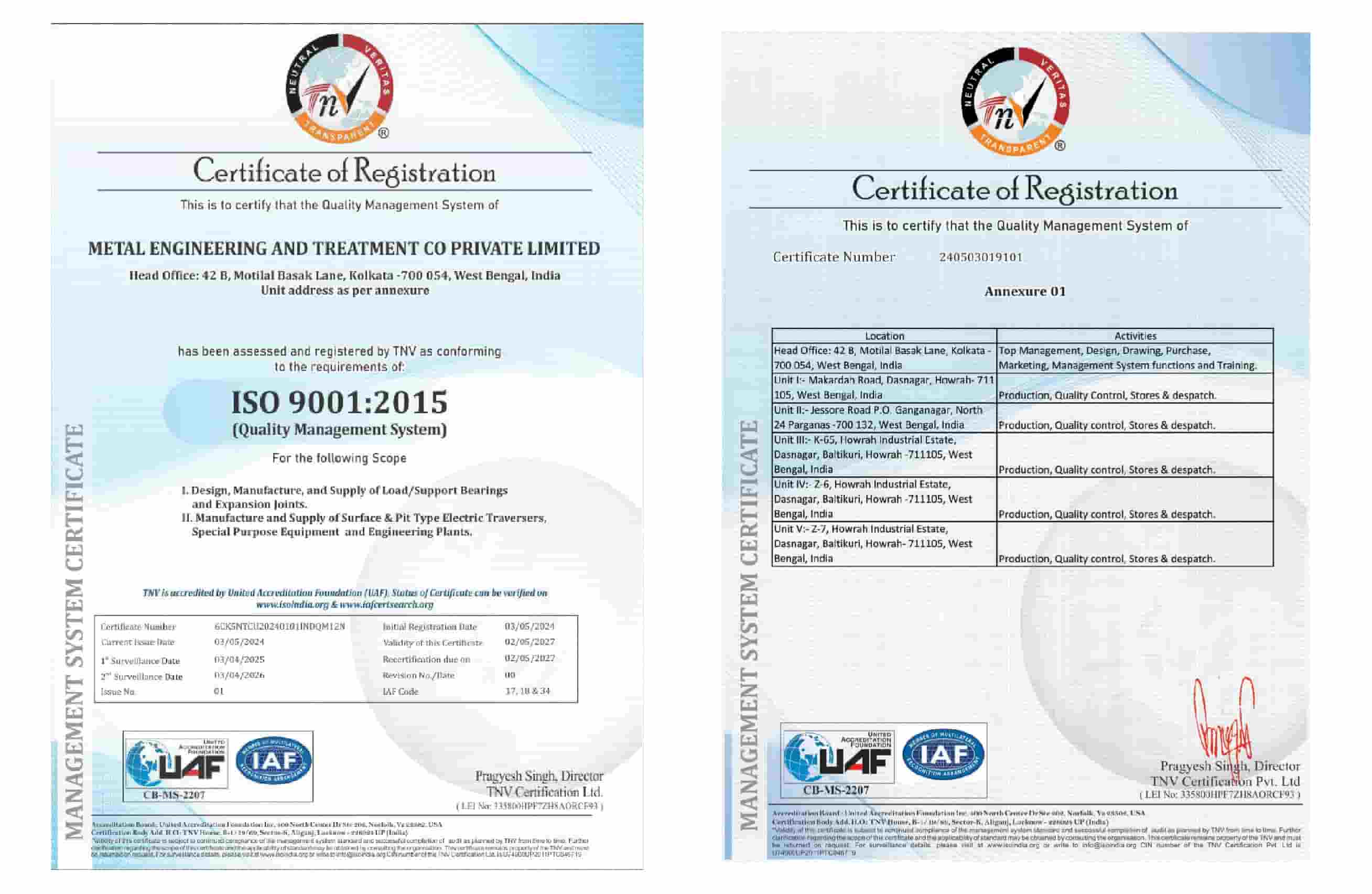 TNV Certificate of Registration